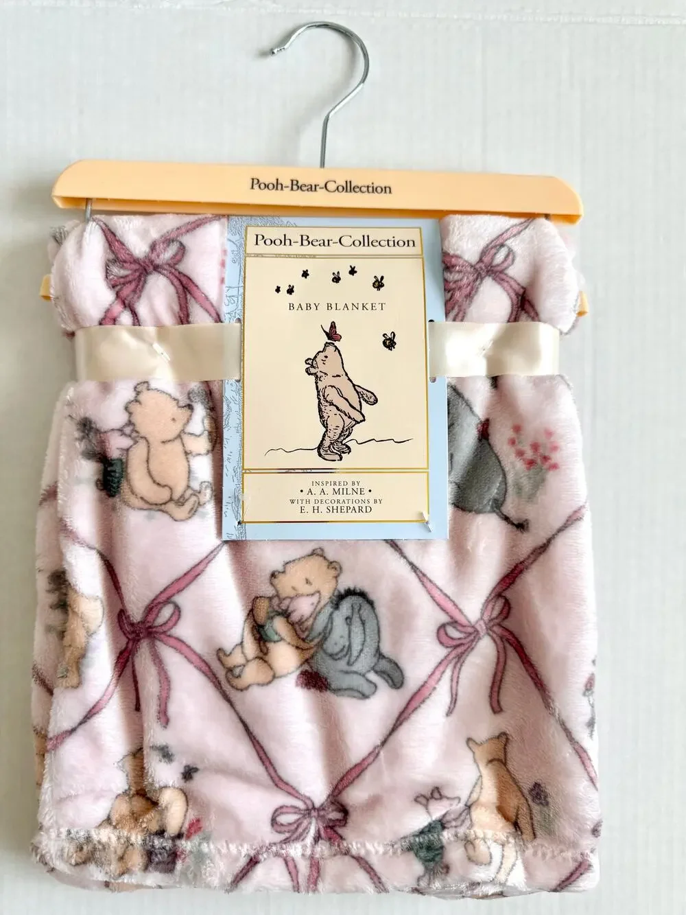 New Pooh Bear Collection Winnie The Pooh Pink Ribbon Baby Blanket 30
